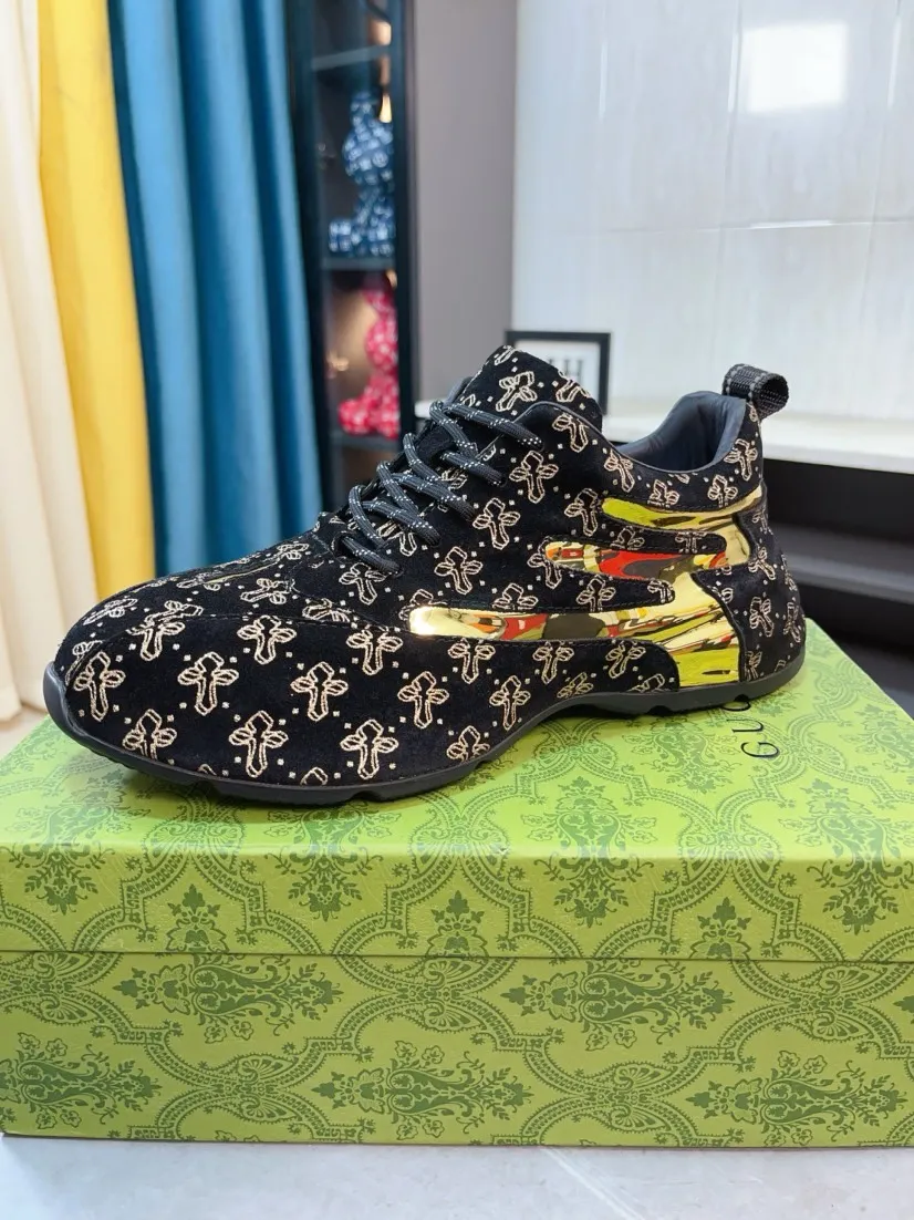 Men's shoes 💰560🌹🌹【GUCCI】pop-top casual sneakers with daddy outsole, breathable and comfortable, easy to walk, a versatile style for trendy men, upper with cowhide edged outsole design➕genuine leather lining➕Gucci's popular original outsole, sports and running style, super comfortable. Code number 38-44